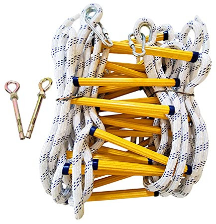 ZXCVBAS Safety Rope Ladder,Rope Ladder,Escape Ladders,Emergency Ladders,Fire Escape Rope Ladder - Flame Resistant Emergency Fire Safety Evacuation Ladder with Hook Carabins,35m/114.82ft