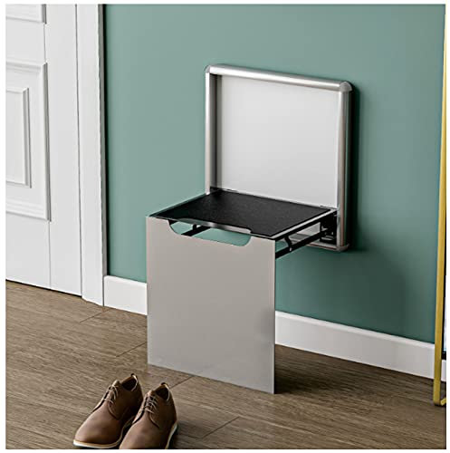 EEUK Klappsitz Wand, Wandklappstuhl Flur Klapphocker Schuhhocker Geeignet für Den Eingang Badezimmer Wohnzimmer Zimmer Büro Schuhhocker zum Platzsparen und Laden von 300 Kg(Color:Silber)
