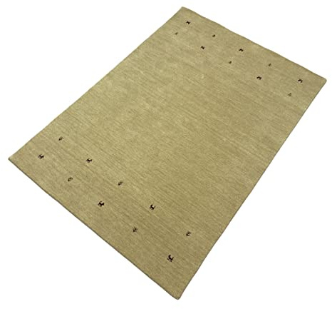 WAWA TEPPICH T3 Wollteppich Beige 140 x 200 cm 100% Wolle handgewebt | Handgewebtes Unikat mit charaktervoller Struktur; vielseitig kombinierbar und passend für unterschiedliche Wohnstile