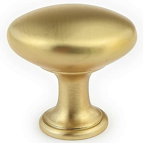 Set of 6 Kitchen Cabinet Cupboard Drawer Door Knobs Vintage Shabby Chic Round Knobs and Handles for Chest of Drawers Kitchen Cabinet Cupboards 29mm, Matt Brushed Brass finish, Paris Collection by FFF