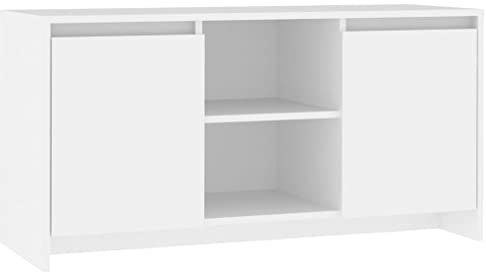 vidaXL TV Schrank mit Türen Fächern Lowboard TV Möbel Sideboard Fernsehtisch Fernsehschrank HiFi-Schrank Weiß 102x37,5x52,5cm Holzwerkstoff