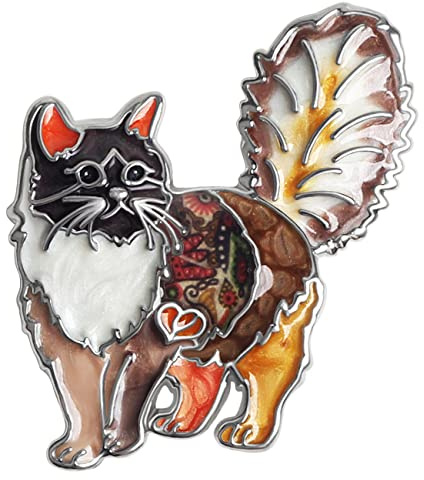 DOWAY Cute Emaille Katze Brosche Pins Floral Katzen Geschenke für Damen Frauen Mädchen Mode Katzen Schmuck Charms