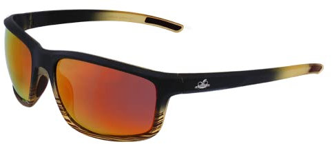 Bullhead Safety Pompano Gafas de seguridad polarizadas con tecnología de niebla de rendimiento, ANSI Z87+, luz azul con luz UV y protección antiarañazos, lentes de espejo rojo con marco de tortuga