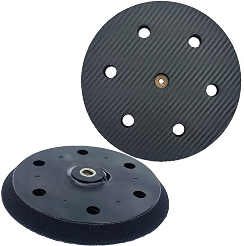 Paquete de 2 almohadillas de repuesto de gancho y bucle de 9 pulgadas con 6 agujeros para lijadora orbital, lijadora de paneles de yeso para molienda de pared, carpintería