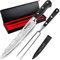 MOSFiATA 8 Carving Knife and 7 Fork Set, Premium Sharp Brisket Slicing Knife, German High Carbon Stainless Steel EN.4116 Meat Cutting Kitchen Knife BBQ Knives for Slicing Meats with Gift Box