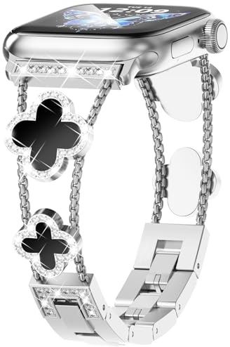 Fullife Metal Strap Compatible for Apple Watch 38mm 40mm 41mm 42mm 44mm 45mm 46mm,Women Fashion Bling Stainless Steel Bracelet Straps Replacement Band for iWatch SE Series 10/9/8/7/6/5/4/3/2/1