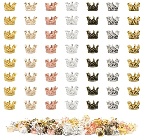 UTMACH 140 Mini Corona Charms Ciondolo 7 Colori Piccole Ciondoli in Lega Perline Distanziali Vintage 3D Mini Corona Decorazione per DIY Bracciale Collana Artigianato Pendenti