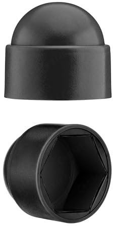 EMFA Sechskant-Schutzkappen M16 Schlüsselweite 24 Schwarz, 100 Stück | Kunststoff-Abdeckkappen, Schraubenabdeckung, für Muttern, Schraubenkopf, Hutmuttern, Sechskant-Kappen