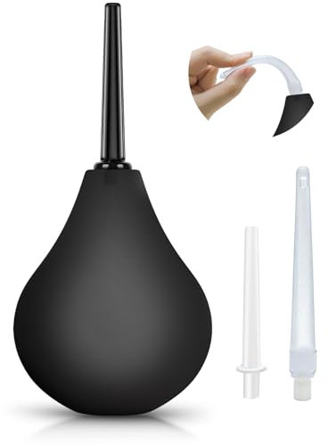 Poire à Lavement Intime - Poire de Lavement Intime Anus Douche avec 3 Buses, Douches Anale et Vaginale pour Hommes Femmes, Lavement Colon et Intestins Maison, Extérieur, Avoyages et Camping(Noir)