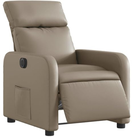 vidaXL Elektrisk reclinerfåtölj cappuccino konstläder, fåtölj, fåtölj med uppresningshjälp, reclinerstol, fåtöljer, fåtöljer med uppresningshjälp
