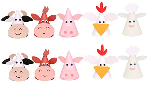 KICHOUSE 10piezas Sombreros De Papel Para Cumpleaños De Animales De Dibujos Animados Sombreros Para Accesorios De Fiesta Divertidos