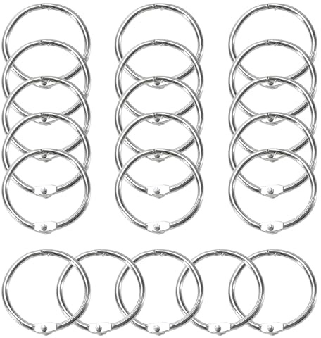 20 Stück Buchringe de Metall, Loseblatt Verbinder Ringe, Buch Verbinder Ringe, Ringe für Karteikarten, Ringbuch Ringe, Silberfolie Bücher Binden, 25mm Round Ring Binders für Büros und Schulen, Silber