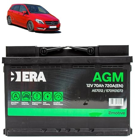 Batteria 70Ah A.G.M. per Mercedes Classe B W246 160 180 200 220 cdi gasolio 2011-2018
