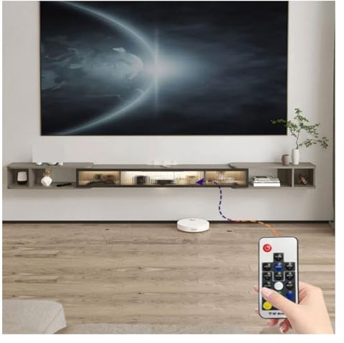 TV Cabinet Hängender, an der Wand montierter moderner schwimmender TV-Ständer, skalierbare 2,25–3,1 Meter TV-Konsole, unter dem TV-Regal mit Stauraum for Wohnzimmer und Schlafzimmer Sideboard Hängend