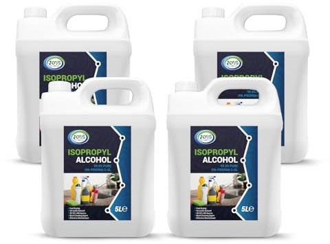 Isopropyl Alcohol 99.9% Pure | Lab Grade IPA | Isopropanol 4x 5L | Rubbing Alcohol for Cleaning and Disinfecting | Solvent for Electronics, Windows, Glass, Appliances, and More