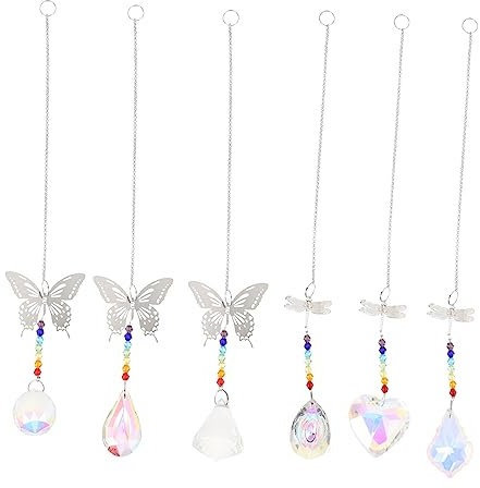 SEWOART 6-tlg Glas-zugkette Kristall-hängekette Für Vorhänge Kronleuchter Fenster Wände Pflanzen Auto Langlebig Rostfrei Leicht