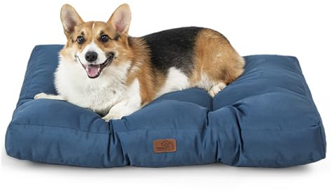 BEDSURE Hundkudde små hundar tvättbar – 76 x 50 cm hundbädd M för små, medelstora hundar vadderad hundmatta mörk blå i 10 cm höjd