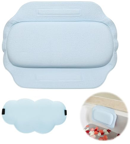 Bathtub Pillow for Head Waterproof, Ergonomic Small Bath Pillow Suction, Universal Bath Headrest Cushion with Sleep Mask for Tub, Pool, SPA