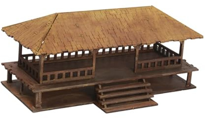 Oshhni Maison en bois à faire soi-même, assembler des jouets éducatifs en bois pour modèle de maison, modèle 1/72, décoration de table de sable, mise en page, c