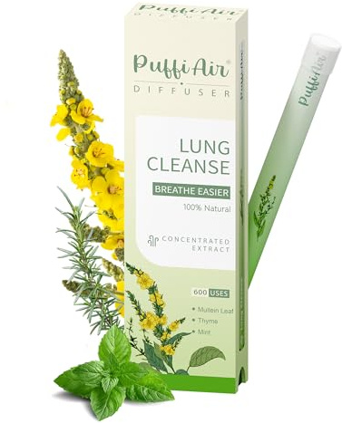 Herbal Diffuser Pen, Detox Diffuser with Mullein, Thyme & Mint for Better Breathing, All Natural Swap - Up to 600 Uses (Varies by Usage), 1 Diffuser, 1 Pack