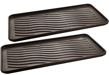 2friends 2er Set Schuhabtropfschale â€“ Schuhmatte & Schuhwanne aus Kunststoff, Ideal für Schuhe, Regen und Haustiere, Für Innen- & AuÃŸenbereich, rutschfest und Leicht zu Reinigen