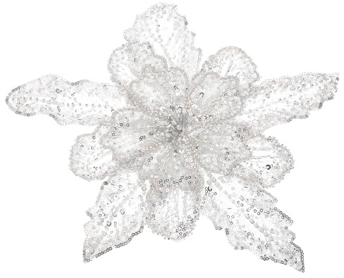 PATIKIL Handgjord strass applikation, blomma spetslappar med paljettpärlor sy på kristallpärlor spetsapplikation för bröllopsklänningar gör-det-själv kläder hantverk, silverton