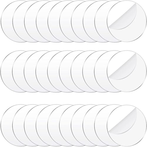 Wisafory 30 Stück Klare Acrylplatten Runde Acrylscheiben Transparente Acryl Rohlinge Scheiben Kreisscheiben Rund Acryl Scheib für DIY Bilderrahmen, Gemälde, DIY Basteln, Scrapbooking Display 5cm