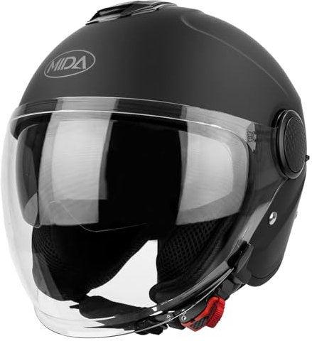 MIDA MV-6 ECE 22.06 Approved Jet DVS Dual Visor Motorbike Scooter Moped Open Face Motorcycle Helmet