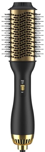 TQQ Spazzola Asciugacapelli, 2.0 Salon One-Step spazzola volumizzante asciugacapelli per tutti i tipi di capelli-Oro Nero