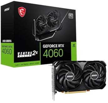 MSI GeForce RTX 4060 VENTUS 2X BLACK 8G OC Gaming Graphics Card - 8GB GDDR6X, PCI Express Gen 4, 128-bit, 3x DP v 1.4a, HDMI 2.1a (Supports 4K & 8K HDR) (Renewed)