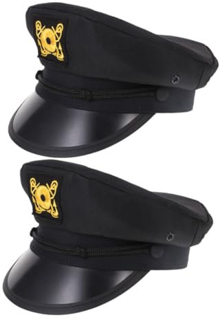 ERINGOGO 2pcs Performance Hat Captain Sailor Hat Black Yacht Captain Costume for Men Prop