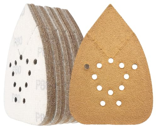 50PCS Mouse Sander Sandpaper Pads – Premium Hook & Loop 95x135mm (3.7x5.3) for Black & Decker & 140mm Sanders| 12-Hole Dust Collection | Woodworking, Paint Stripp (80Grit)