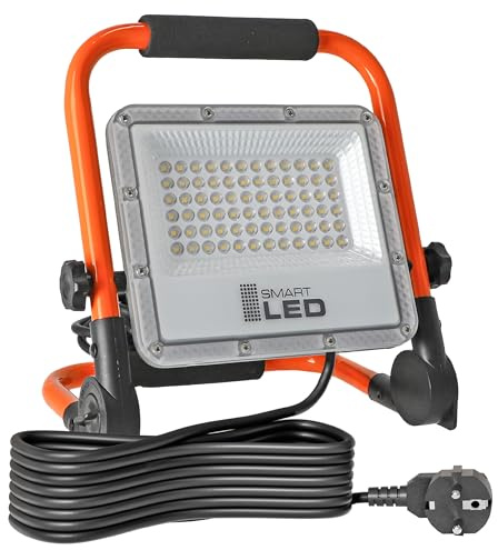 Baustrahler 50W, 5500LM – superheller Arbeitsstrahler mit Ständer, verstellbar, tragbar, wasserdicht – ideale Arbeitsleuchte für Werkstatt, Garage, 5m Kabel, (50W 5500lm)