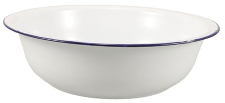 HIAKDOFT Tragbares Emaille Fußbad Waschbecken 34cm Weiß Vielseitige Fußwanne Zum Fußbaden Gesichtwaschen Und Wäschewaschen Retro Design Langlebiges Emaillematerial