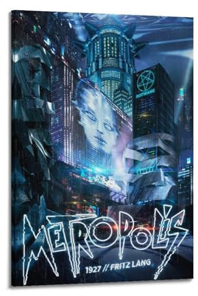 HPVCGRF Metropolis Poster, Vintage-Wandkunst, Leinwand, ästhetisches Poster, Musik und Filme, dekoratives Gemälde für Wohnzimmer, Schlafzimmer, 40 x 60 cm, Rahmenstil