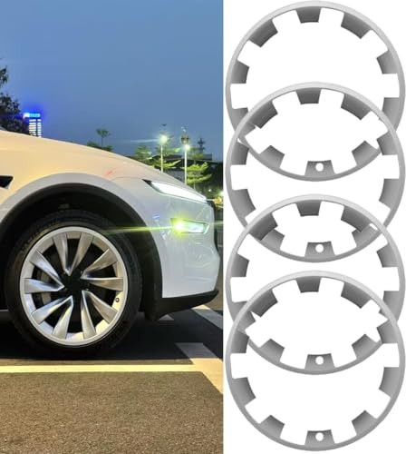 Acrebain Protector de llanta de 20 pulgadas para Tesla Model Y Juniper 2026, 4 piezas Tesla Model Y 2025 Refresh ABS, accesorios de protección de llantas de 20 pulgadas (plateado)
