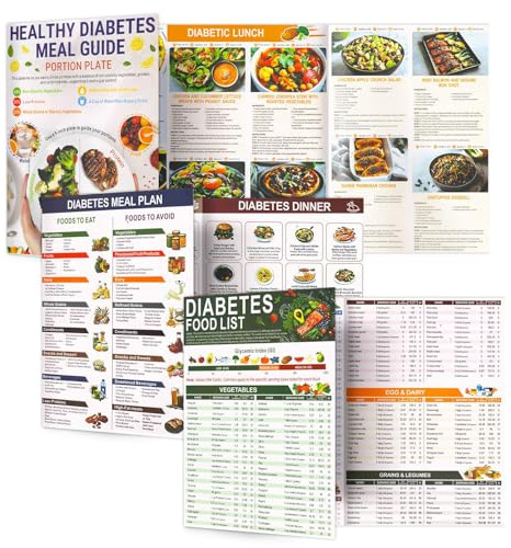 DASHUAIGE Lot de 3 tableaux muraux pour diabétiques - 21 x 30 cm - Avec impression de plan de repas nutritif et d'aliments sains - Pour une planification complète du régime alimentaire