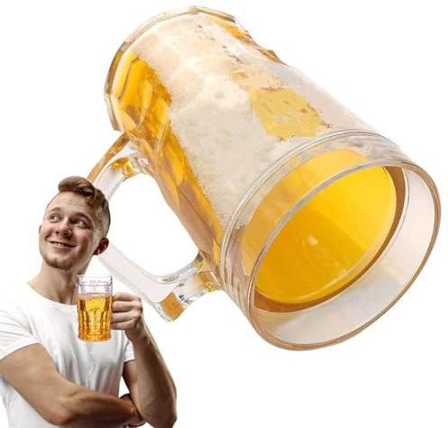 Générique Fausse Chope À Bière | Modèle Réaliste Double Paroi Avec Poignée - Modèle Créatif Farce Jouet Déco Bureau Cadeau pour Famille Collègues