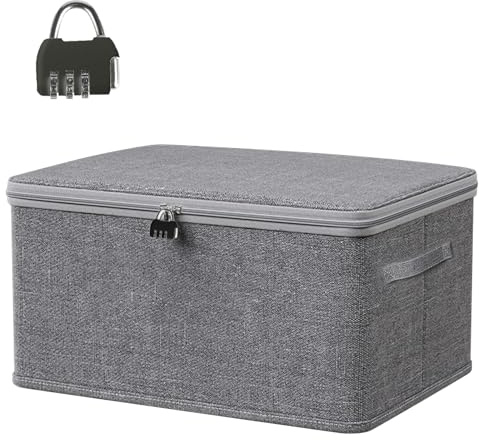 Infreecs Scatola portaoggetti con serratura a combinazione, 40 x 30 x 21, scatola di chiusura, scatola con coperchio, scatola con serratura, scatole pieghevoli, scatole per vestiti e giocattoli