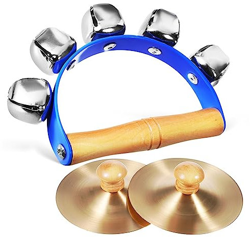 SUPVOX Cloche à Main avec Cymbales Cuivre Instrument de Percussion Éducatif pour Garçon Fille Parfait pour Anniversaire et Musicale