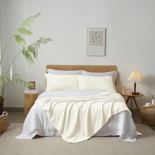 Luowei Kuscheldecke 180x200 cm Weiß Flanell Rabatt Wirtschaft Multifunktionsdecke für zum Wandern, Essen im Freien, Zelten, Partys,Schal Handtuch Hotelkomfort Decke
