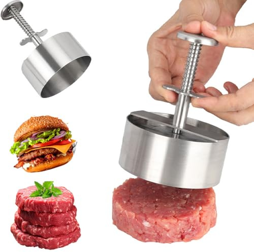 LEECHY 304 Stainless Steel Burger Press, Adjustable Hamburger Meat Press Burger Patty Maker Non-Stick Stuffed Patty Molds for DIY, Homemade Hamburger for Beef, Vegetables, Burgers and Cooking
