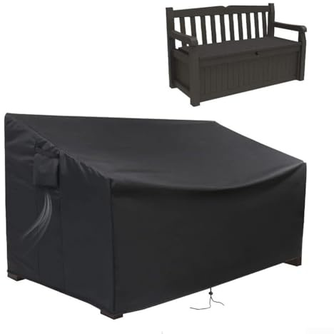 Housse de protection imperméable pour banc, coffre de 278 litres, coupe-vent, anti-UV, indéchirable, Oxford 210D (141 x 62 x 81 cm)