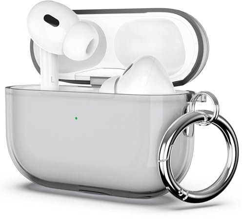 ULAK für AirPods Pro 2/1 Generation Hülle, Durchsichtig Schwarz Karabiner | Weiche TPU Stoßfest Hülle Dünn Schutzhülle mit Schlüsselanhänger Transparent Ladecase für Apple AirPods Pro 1st/2nd Gen