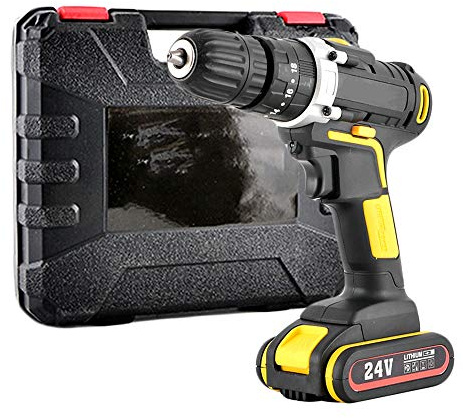 perceuse, Perceuse-visseuse sans fil 26 pièces, 2 mini-visseuses électriques 24 V à batterie lithium-ion, manchon complet, embouts, outils et accessoires