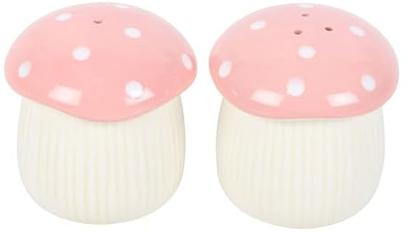Saliera e pepiera a forma di fungo rosa | Stoviglie in ceramica stravagante | Cottagecore Kitchen Decor
