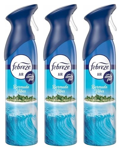 3 x Febreze Air Mist luftfräschare, sprayspray, 185 ml, Bermuda Vibes