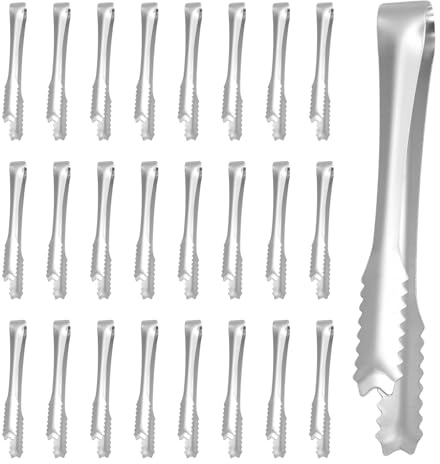 CHIHEUNG 25 st istänger, minitänger i rostfritt stål, 15 cm små mattänger, serveringstänger för kök, bröllop, fest, buffé