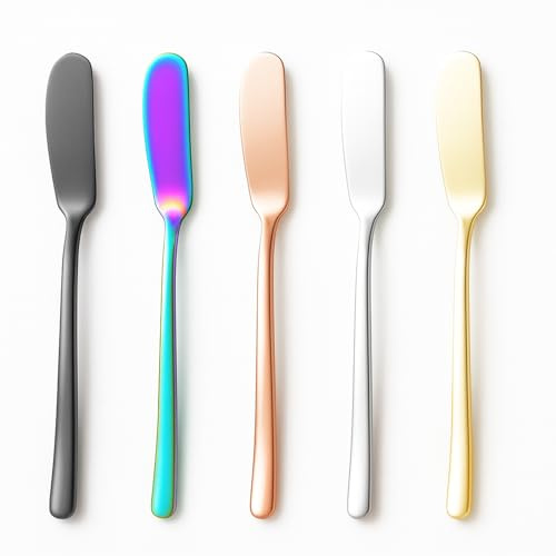 Jyinelx 5Pcs Butter Knife, 304 Stainless Steel Material Butter Spreader, Dishwasher Safe, Butter Knives Are Suitable for Spreading Butter, Cream Cheese, Jam and Other Foods, Practical and Beautiful