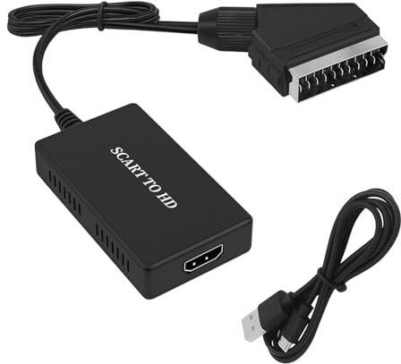 AETPI Scart to HDMI Adapter Converter with Built-in Cable Full HD 1080P 720P Video Audio Sync USB Powered Plug and Play for Sky STB DVD Player VHS Xbox PS3 Blu-ray Monitor Projector HDTV